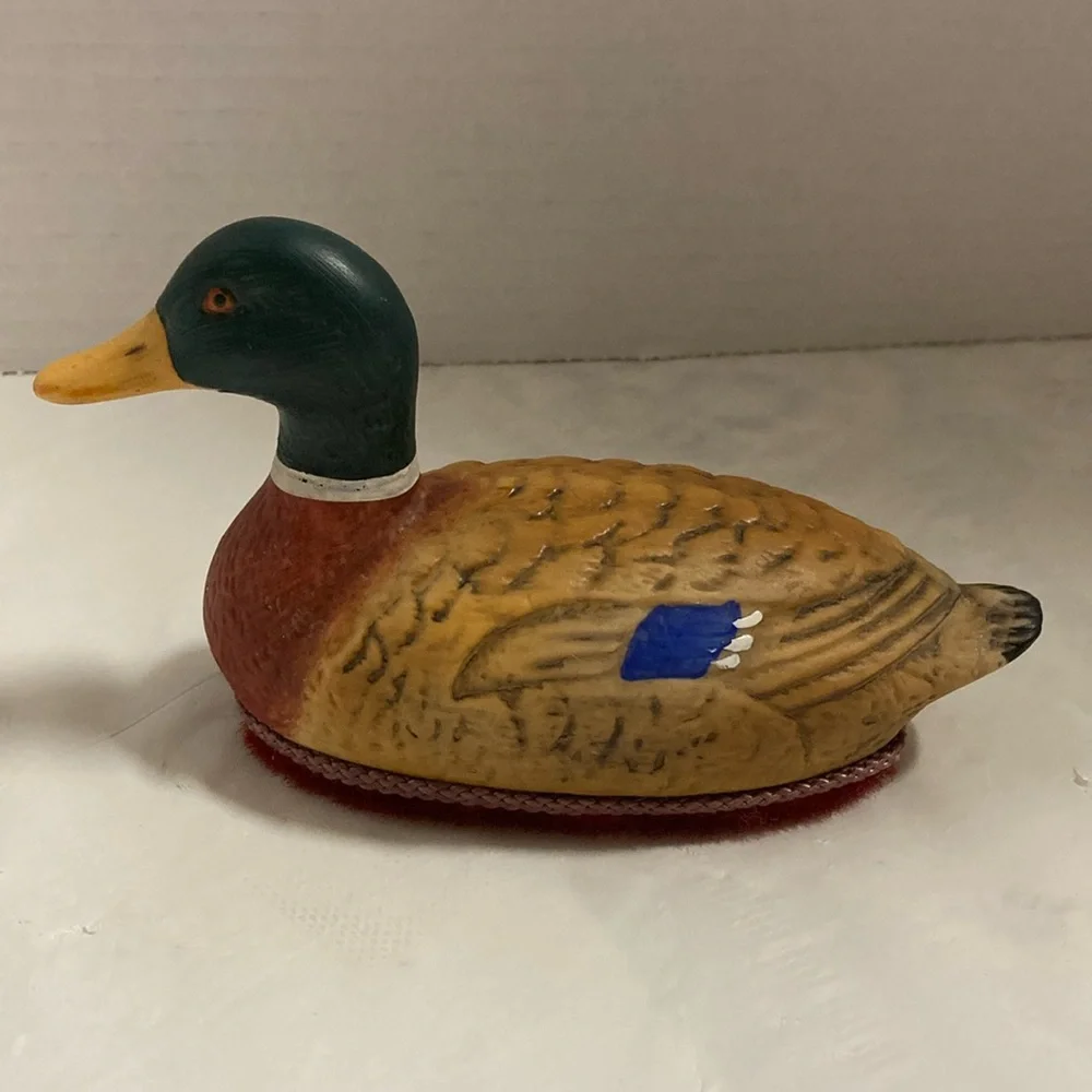Unique Functional Lint Brush with Ceramic Mallard Duck Decoy Handle Hand Painted - Picture 2 of 7